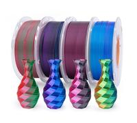 ELEGOO Filamento Seta PLA 1,75 mm Multicolore 4×250 g, Silk PLA Filamento per Stampante 3D Precisione dimensionale +/- 0,02 mm, Set da 4 bobine da 250 g, Bicolore & Tricolore