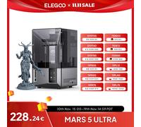 ELEGOO Mars 5 Ultra 9K MSLA Resina Stampante 3D Inclinazione Rilascio Innovazione AI Smart Camera Auto Controllo Livellamento automatico 153,36×77,76×165mm