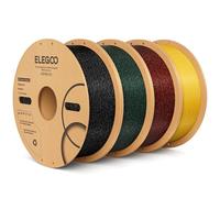 ELEGOO PLA Filamento 1,75 mm Glitter Nero Verde Rosso Oro 4KG | Effetto Scintillante, Precisione Dimensionale +/- 0,02 mm, Bobina 1KG, Per la Maggior Parte delle Stampanti FDM