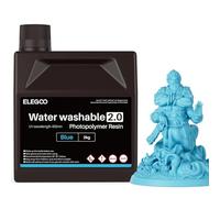 ELEGOO Resina Lavabile ad Acqua 2.0 Aggiornata, Minore Restringimento e Maggiore Precisione, 2 kg Blu, UV 405nm per Stampanti 3D LCD