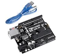 ELEGOO Scheda UNO R3 con Cavo USB Compatibile con Arduino | 32 KB di Memoria Flash, Frequenza di Clock 16 MHz, 14 Pin I/O Digitali, Conforme RoHS