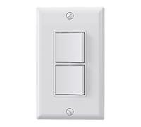 ELEGRP Decorator Double Rocker Light Switch, Two Single Pole Electrical Paddle Switch, 15 A, 125 V, in-Wall On/Off, Self-Grounding, Wall Plate is Included, UL Listed (1 confezione, bianco lucido)