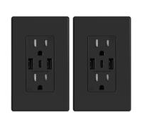 ELEGRP Toma de pared USB, 3 puertos duales tipo C y tipo A, 15 amperios USB toma de corriente para iPhone, iPad, Samsung, Goo
