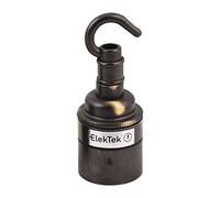 ElekTek ES Edison Vite E27 Portalampada con gonna liscia con gancio accessorio Ideale per lampadine con filamento vintage Ottone Antico Spazzolato