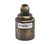 ElekTek ES Edison Vite E27 Portalampada con serracavo e gonna liscia ideale per lampadine a filamento vintage Ottone Antico Spazzolato