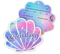 Elektheim 12 biglietti di invito a forma di sirena, per bambini, per l'artigianato creativo, per ragazze, ragazzi, bambini, per il compleanno, la scuola e la festa dei bambini