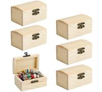 Elektheim 6 casse del tesoro, fai da te, piccole scatole di legno con coperchio, in legno, per il fai da te, per dipingere e fai da te, per feste di compleanno, 9 x 5 x 4,5 cm