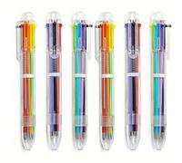 Elektheim 6 Pack 1mm 6 in 1 Multicolor Ballpoint Pen 6 Colors Retractable Ballpoint Pens for Office School Supplies Students Children Velft, Kids Party Favors Pen