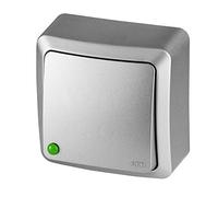 ELEKTRO-PLAST BERG - Interruttore semplice, 1 x argento, dimensioni compatte, colore: Bianco