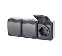 ELEKTRO-PLAST HERMES - 3 prese 3 prese con presa elettrica IP44 Resistente all'acqua Esterno Antracite Grigio