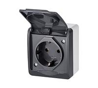 ELEKTRO-PLAST HERMES da parete 1 scomparto Semplice presa elettrica IP44 Resistente all'acqua Esterno Antracite Grigio