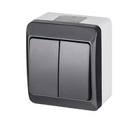 ELEKTRO-PLAST HERMES Doppio interruttore IP44 impermeabile Antracite Grigio