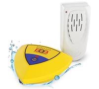ELEKTROBOCK ELBO-073 Allarme piscina - Sensore di movimento galleggiante con sirena da 95 dB, movimenti dell'acqua - il ricevitore radio attiva un allarme forte, installazione semplice, IP67