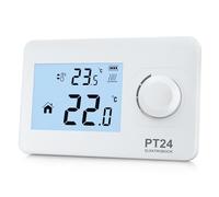 ELEKTROBOCK PT24 Termostato per ambienti con display LCD, termostato da parete adatto per tutti i tipi di caldaie, funzionamento a batteria (2 batterie AAA) | nessuna programmazione necessaria