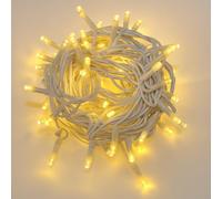 Elektronova Catena Luminosa 100 LED, 10Mt, Luce Giallo, Cavo Bianco, IP65, Prolungabile, Effetto Flash, ghirlanda nataliza, negozi, balcone