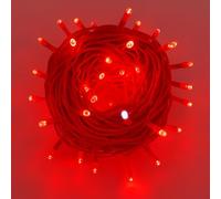 Elektronova Catena Luminosa 100 LED, 10Mt, Luce Rossa, Cavo Rosso, IP65, Prolungabile, Effetto Flash Bianco, ghirlanda nataliza, negozi, balcone