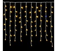 Elektronova Catena Luminosa 300 LED, 30Mt, Luce Giallo, Cavo Bianco, IP65, Prolungabile, Effetto Flash, ghirlanda nataliza, negozi, balcone natale