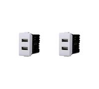 Elektronova Presa Caricatore doppia USB Type-A compatibile Bticino Matix 5Vdc 2.1A colore bianco - Confezione 2 pezzi
