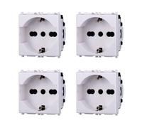 Elektronova Presa Schuko 2P+T 10/16 A 250 V compatibile Vimar Plana, bianca, kit 4 pezzi, 2102
