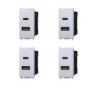 Elektronova Presa USB Type-A+C 5V 3.1A caricatoreBianco compatibile Vimar Plana Kit 4 Pezzi 3002