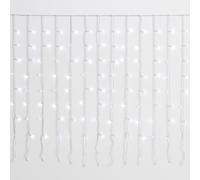 Elektronova Tenda Luminosa 200 LED, 5Mt, Luce Bianca, Cavo Bianco, IP65, Prolungabile, Effetto Flash Bianco, Con fili uniformi da 50 cm, ghirlanda nataliza, negozi, balcone natale