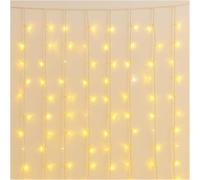 Elektronova Tenda Luminosa 216 LED, 5Mt, Luce Giallo, Cavo Bianco, IP65, Prolungabile, Effetto Flash, Con fili a lunghezze alternate (da 3 a 12 cm) per un effetto dinamico