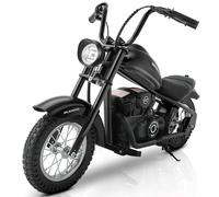 ELEMARA Bicicletta elettrica da cross, 15 mph e 150 libbre massime, giocattolo da 24 V per bambini grandi, con luci a LED e display di potenza, motore a catena, acceleratore a manopola, molle, freno a