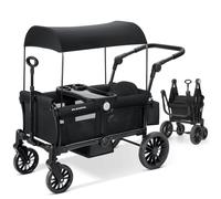 ELEMARA Passeggino per 2 bambini, passeggino pieghevole, carrello per tutti i terreni per bambini, carrello per bambini con tettoia rimovibile, maniglia regolabile, imbracature, grande borsa