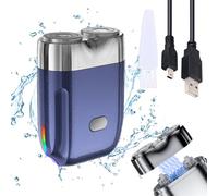Elemenix Shaver, Electric Razor, Waterproof Electric Razor, New Model Mini Dual-Head Electric Shaver, Portable Mini Dual Head Razor, Wet and Dry Razor for Home, Travel (Blue)
