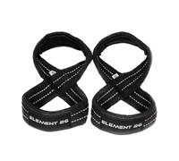Element 26 Figure 8 cinghie di sollevamento imbottite - Cinghie di sollevamento pesi - Figura 8 - Cinghie da polso per uomo, donna, crossfit, sollevamento pesi, stacchi - Cinghie di stacco (M, nero)