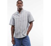 Element - Camicia Oxford blu a righe vestibilità classica con bottoni-Marrone M