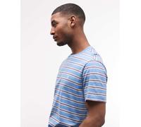 Element - Icon - T-shirt blu a righe con logo ricamato-Bianco M