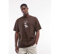 Element - T-shirt marrone con grafica sul petto e portachiavi-Blu XS