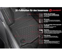 Element Tappetini in gomma 3D di alta qualità, adatti per Toyota Land Cruiser 200, 2012-2015, 4 pezzi (grigio)