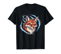 Elemental Fire Fox Blu Elettrico Aura Circle Maglietta