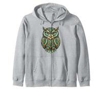 Elemental Folk Art Owl Symmetrical Mandala Bird Graphic Felpa con Cappuccio