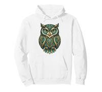 Elemental Folk Art Owl Symmetrical Mandala Bird Graphic Felpa con Cappuccio