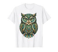 Elemental Folk Art Owl Symmetrical Mandala Bird Graphic Maglietta