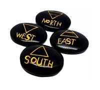 Elemental Gemstone Obsidian Set Direction North South East West & Velvet Pouch