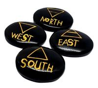 Elemental Stone Set North South East West Earth Air Fire Water & Black Pouch