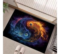 Elementi Ghiaccio E Fuoco Zerbino Ingresso Interno 50 X 80 Cm, Simbolo Del Tai Chi Zerbino Entrata Ingresso Con Fondo Antiscivolo Tpr, Tappeto Ingresso Per Casa O Ufficio, Colori Misti