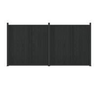 Elementi per recinzione, 2 pezzi, 355 x 186,5 cm, WPC, alluminio, nero | Formato rettangolare, delimitazione per terrazze e giardini, montaggio fai da te, composito WPC e alluminio