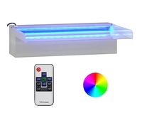 Elemento a cascata in acciaio inox, 30 cm, con LED RGB, telecomando incluso, per fontana da giardino, laghetto, terrazza e interni, gioco d'acqua decorativo per oasi zen rilassanti