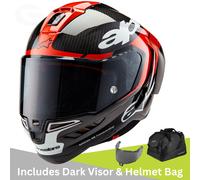 Alpinestars Supertech R10 Element Carbon Casco, nero-bianco-rosso, taglia XS per maschi