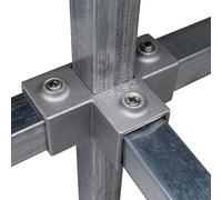 Elemento di collegamento for tubo quadrato con diametro esterno 25x25 mm, gomito in lega di alluminio, a tre vie, for rack di stoccaggio con giunto fisso for tubo quadrato(25X25MM 5T)