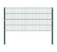 Elemento di recinzione con pali in ferro, 176,5 x 80 cm, verde, 2 pannelli a doppia asta e 2 pali di recinzione, recinzione da giardino resistente alle intemperie in resistente alla corrosione