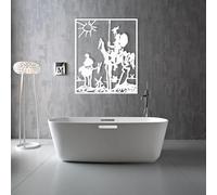 Elemento murale in metallo cavaliere e mulino, stile astratto per esterno | Il motivo cavaliere e mulino in metallo porta stile astratto in soggiorno, esterno e ingresso, con contorni puliti.
