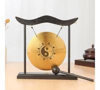 Elemento per gong in ottone con supporto in legno complementare e strumento di impatto per momenti di messa a terra e esposizione culturale (B)