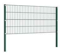 Elemento per recinzione con pali in ferro, 176,5 x 80 cm, verde, set di 2 pannelli per recinzione da giardino con pali in ferro verniciato a polvere, resistenti alle intemperie e alla corrosione