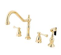 Elements of Design New Orleans - Rubinetto centrale da cucina con spruzzatore in ottone, diametro 8 cm, Ottone, Ottone lucido, 8-1/4" in Spout Reach